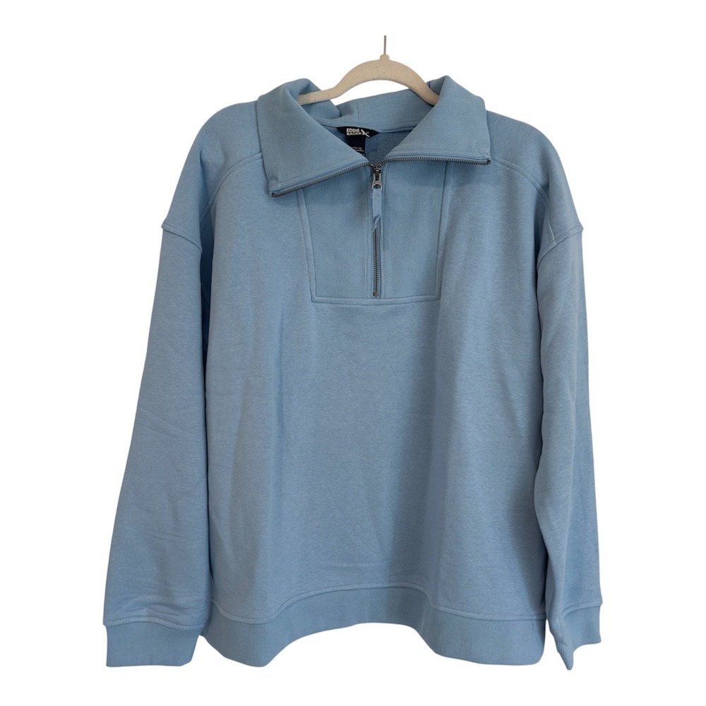 Eddie Bauer Womens Blue Quarter Zip Pullover Sweatshirt EB011688 XL NEW